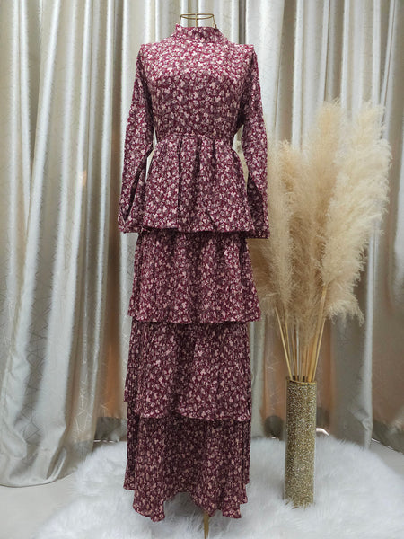 Jasmine Layered Pleated Dress | AlmazHijabi.Com