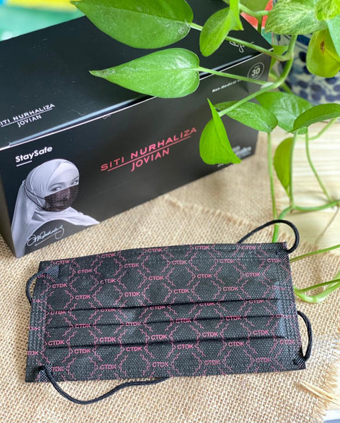 [100% AUTHENTIC] Jovian × CTDK Edition 3-Ply Headloop  Mask (Black Pink) by JOVIAN