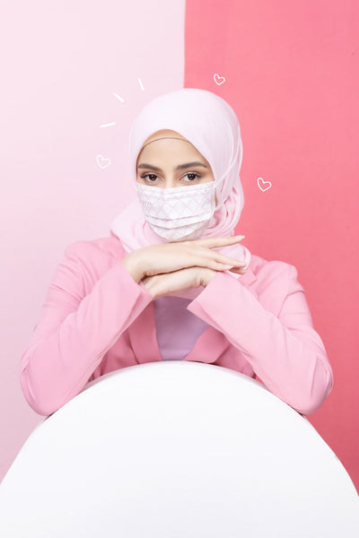 [100% AUTHENTIC] Pink White Monogram 3-Ply Headloop Mask by JOVIAN