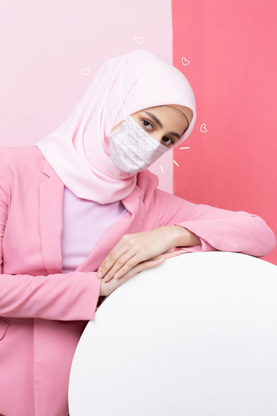 [100% AUTHENTIC] Pink White Monogram 3-Ply Headloop Mask by JOVIAN