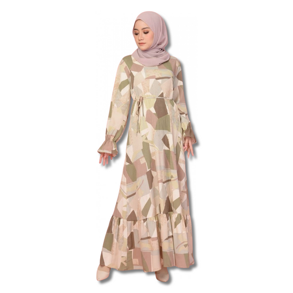 Abstract Pleated Dress | AlmazHijabi.Com