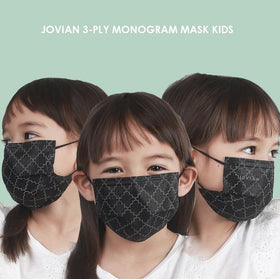 [100% AUTHENTIC] Kids Black Monogram 3-Ply Mask by JOVIAN