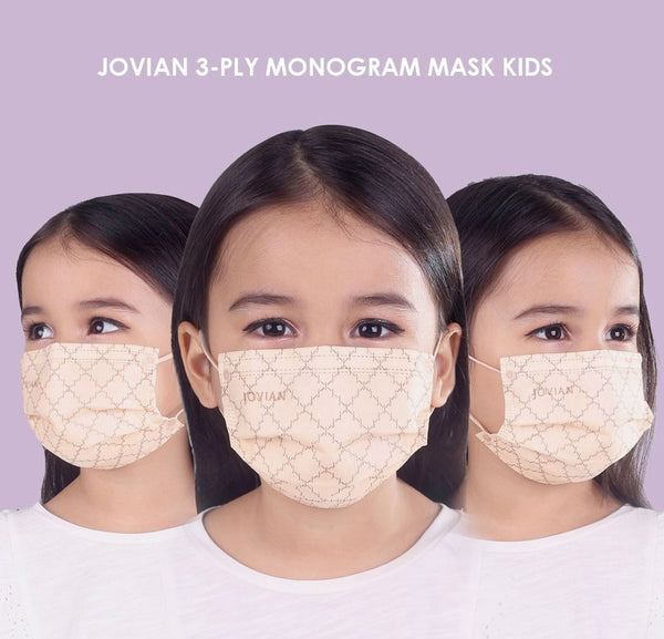 [100% AUTHENTIC] Kids Sand Monogram 3-Ply Mask by JOVIAN
