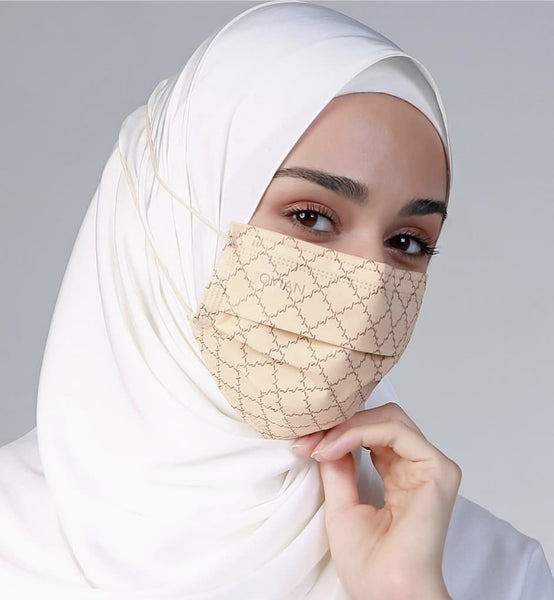 [100% AUTHENTIC] Sand Monogram 3-Ply Headloop Mask by JOVIAN