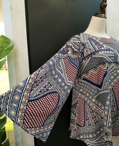 Printed Batwing Top