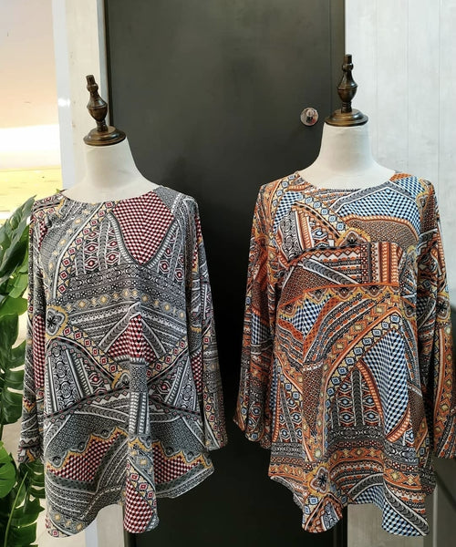 Printed Batwing Top