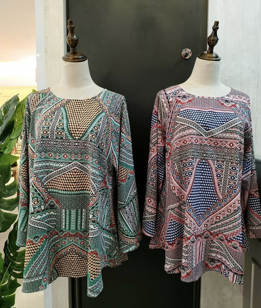 Printed Batwing Top