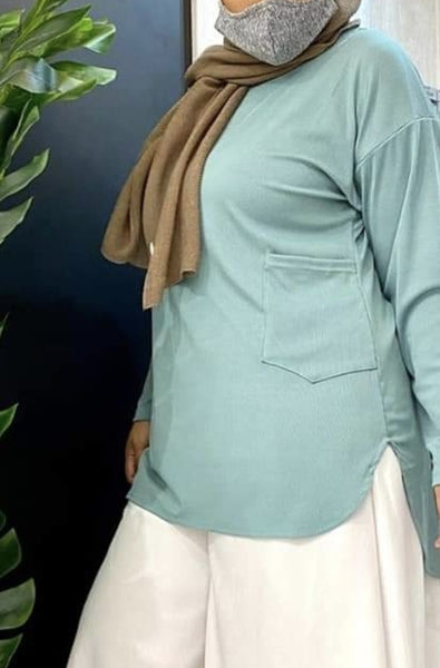 POCKET RIBBED TOP