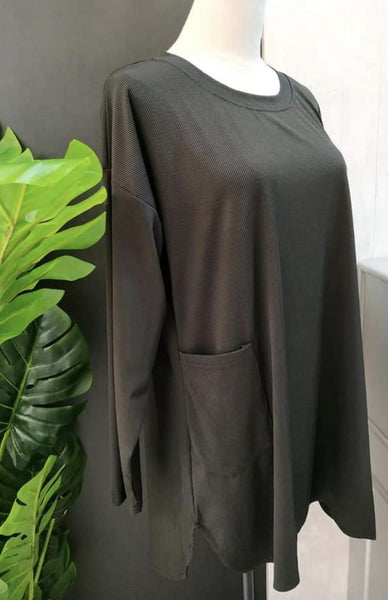 POCKET RIBBED TOP