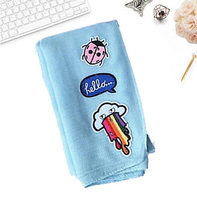 Cikiut Patches Shawl (Little Blue) - Almaz Hijabi