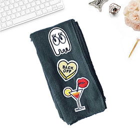 Cikiut Patches Shawl (Smokey Blue) - Almaz Hijabi