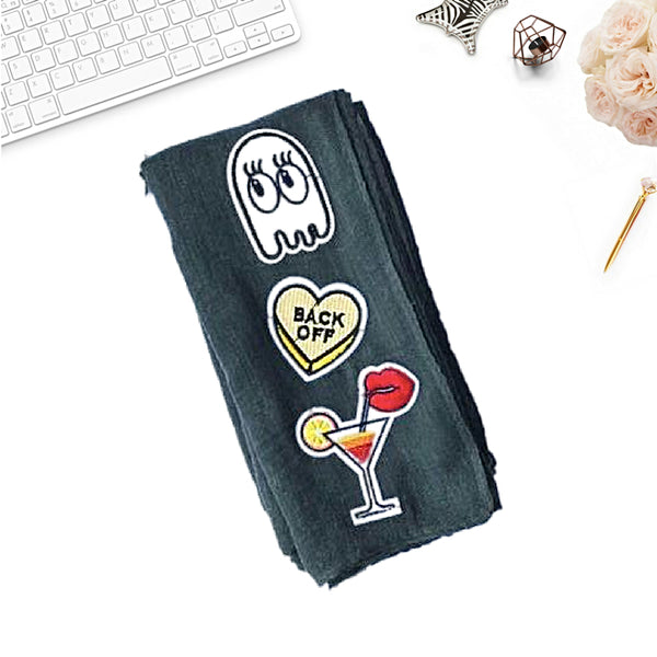 Cikiut Patches Shawl (Smokey Blue) - Almaz Hijabi