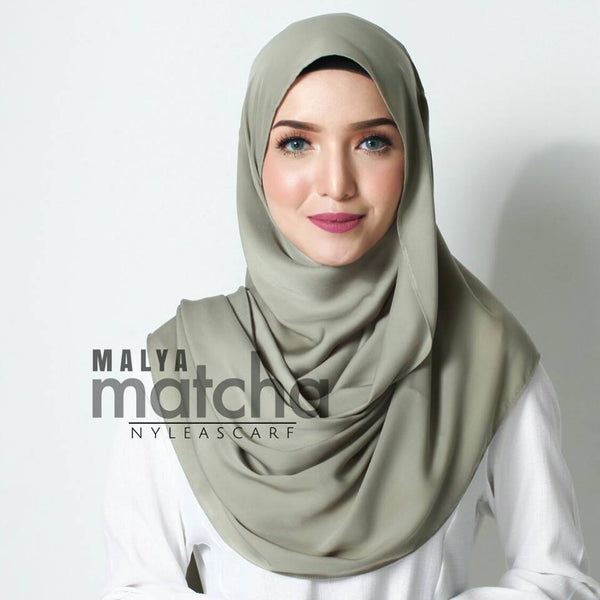 Malya Satin Instant Shawl (Matcha) - Almaz Hijabi