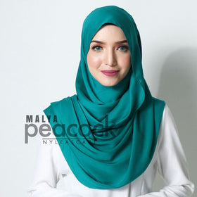 Malya Satin Instant Shawl (Peacock) - Almaz Hijabi
