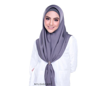 Musalmah Satin Square Shawl (Pewter) - Almaz Hijabi