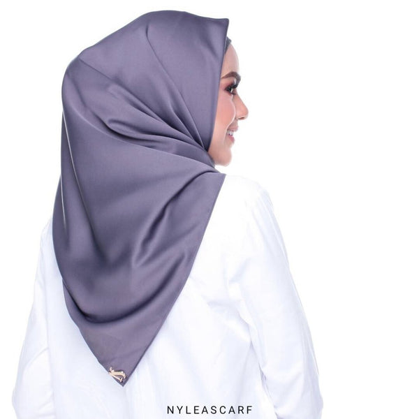 Musalmah Satin Square Shawl (Pewter) - Almaz Hijabi