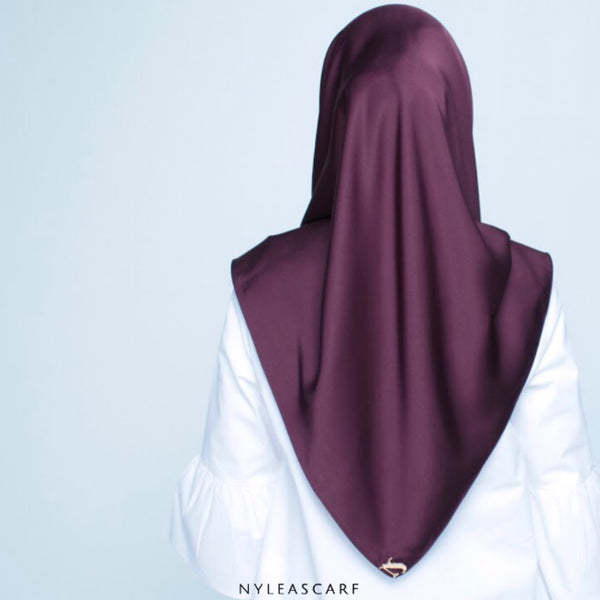 Musalmah Satin Square Shawl (Plum) - Almaz Hijabi