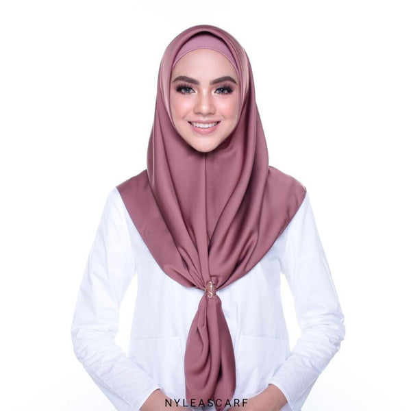 Musalmah Satin Square Shawl (Sepia) - Almaz Hijabi