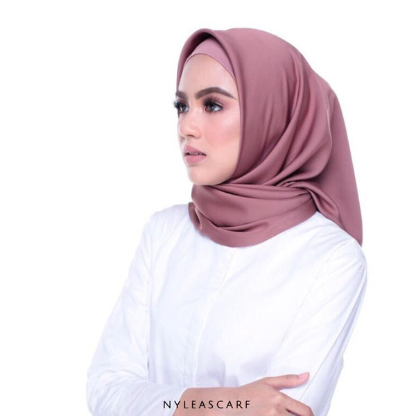 Musalmah Satin Square Shawl (Sepia) - Almaz Hijabi