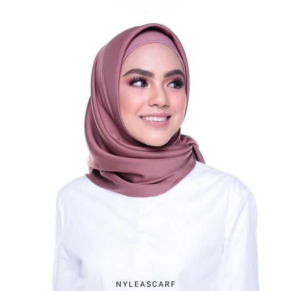 Musalmah Satin Square Shawl (Sepia) - Almaz Hijabi