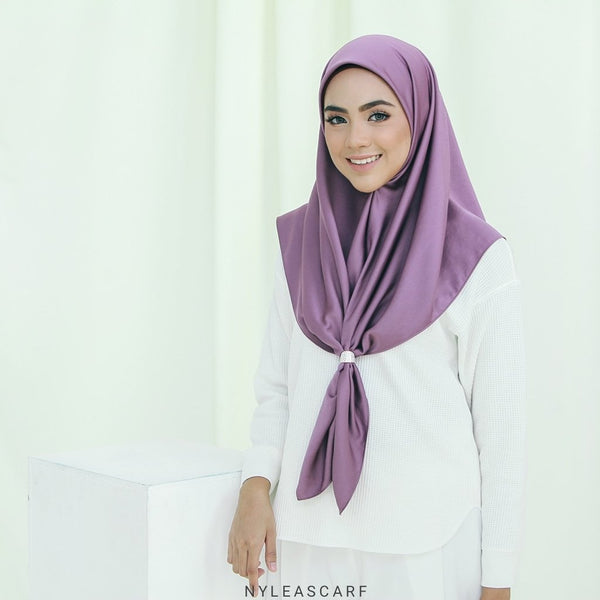 Musalmah Satin Square Shawl (Wisteria) - Almaz Hijabi