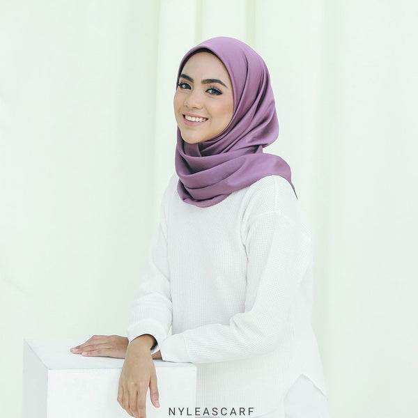 Musalmah Satin Square Shawl (Wisteria) - Almaz Hijabi