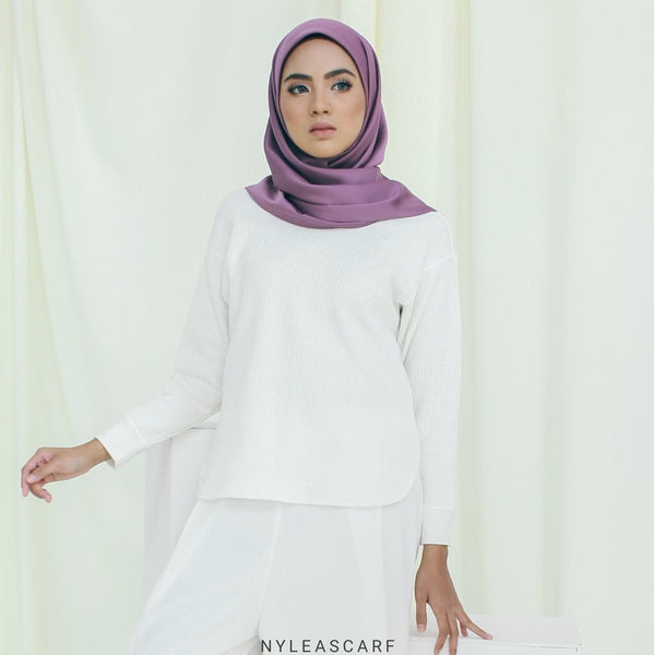 Musalmah Satin Square Shawl (Wisteria) - Almaz Hijabi