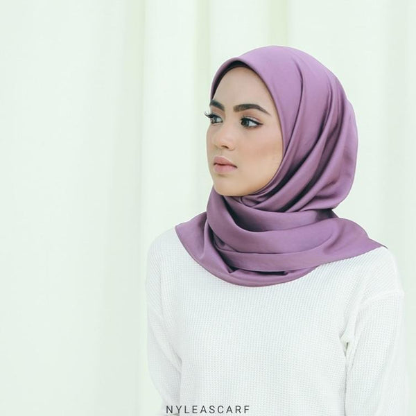 Musalmah Satin Square Shawl (Wisteria) - Almaz Hijabi