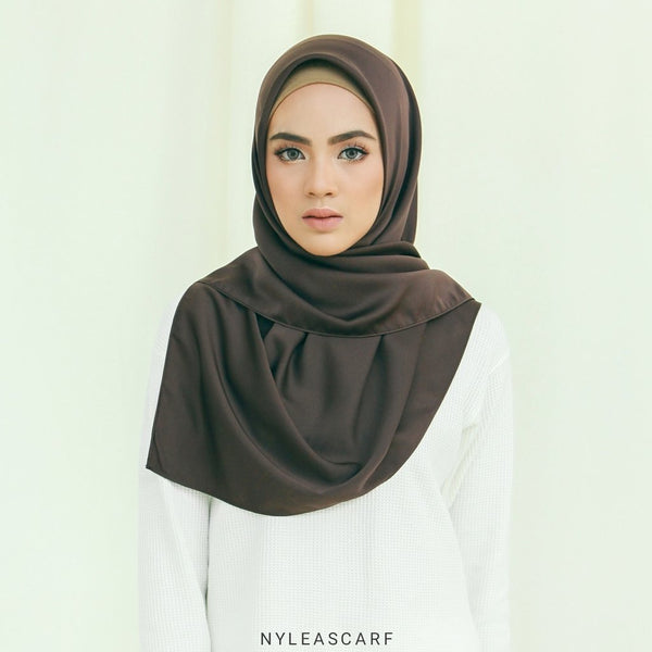 Musalmah Satin Square Shawl (Wood) - Almaz Hijabi