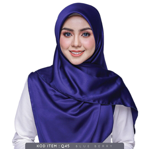 Qhadrianna Satin Square (Blue Berry) - Almaz Hijabi