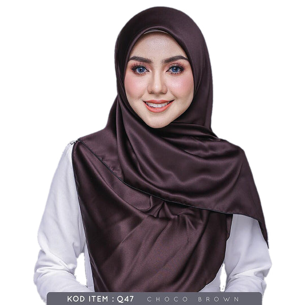 Qhadrianna Satin Square (Choco Brown) - Almaz Hijabi