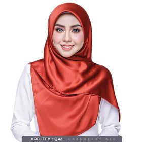 Qhadrianna Satin Square (Cranberry Red) - Almaz Hijabi