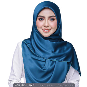 Qhadrianna Satin Square (Feather Turquoise) - Almaz Hijabi