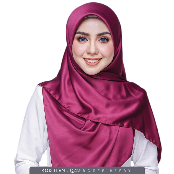 Qhadrianna Satin Square (Rosee Berry) - Almaz Hijabi