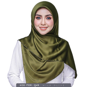 Qhadrianna Satin Square (Wild Olive) - Almaz Hijabi